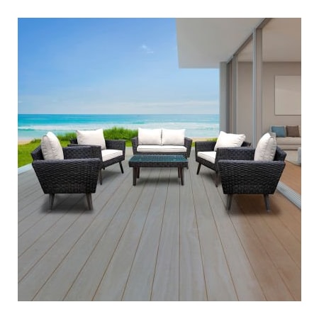 Rta Products Llc DUKAP Outdoor Kotka 6 Piece Wicker Patio Sofa Seating Set W/ Cushions O-DK-P01-AAB